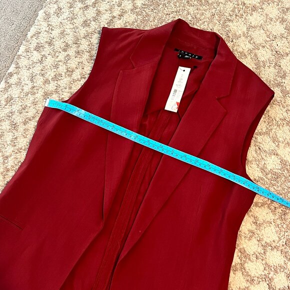 Theory Suit Vest Womens Size 6 Adar Virgin Wool Sleeveless Open Front Red Blazer - Picture 13 of 16